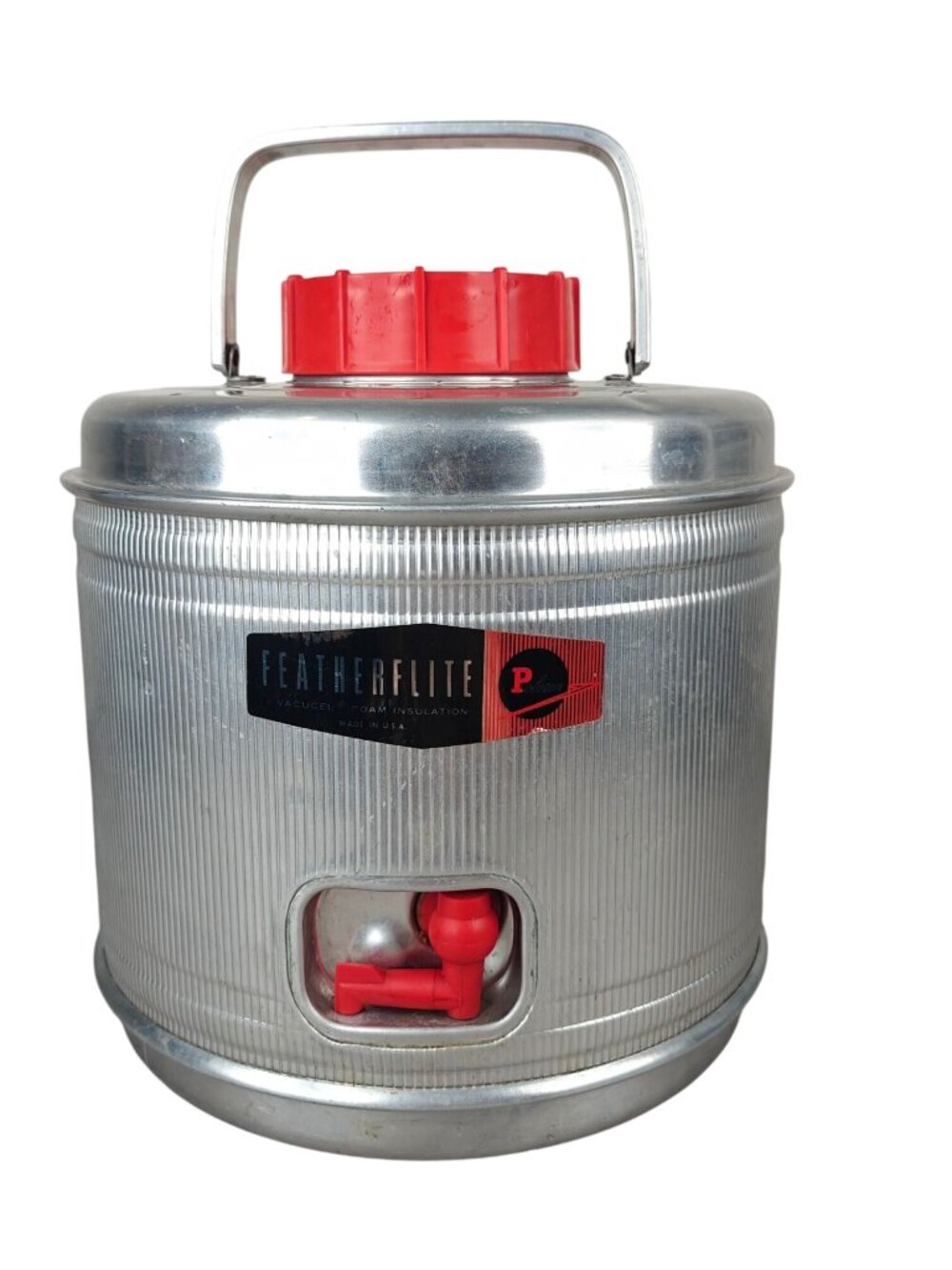 Vintage Featherflite Poloron Water Cooler 2 Gallon Aluminum Insulated USA